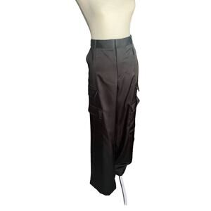 NOLI Black Satin Straight Wide Leg Cargo Pants Size 10 NWT MSRP $150